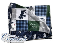 CUDDLE BLANKET Wildlife Patchwork navy/gray