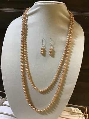 Shimmering Gold Bead Necklace and Earrings