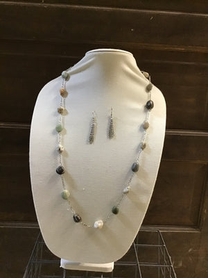 Stone Necklace and Earring Set