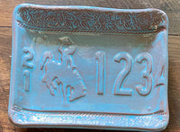 Wyoming Pottery Medium Rectangle License Plate Light Blue