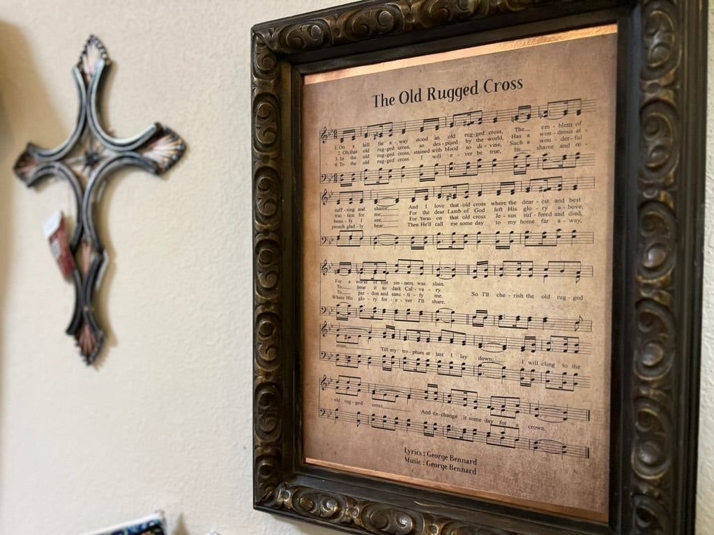 "Old Rugged Cross" in vintage frame