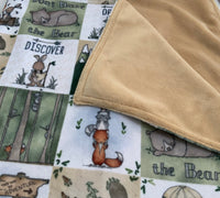 Forest Animals Patchwork - Green/Tan - Cuddle Blanket