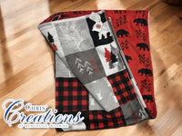 CUDDLE BLANKET Wildlife Patchwork (Red & Black)