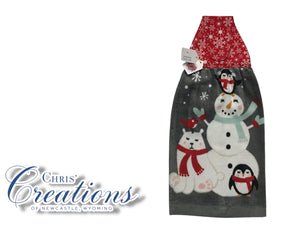 KITCHEN TOWEL Snowman & Friends Gray #1