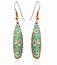 F 46 Teardrop Turquoise Flower Earrings