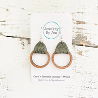 Wood Hoop Earrings: Olive Braided