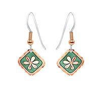 F 26 Dainty square turquoise flower earrings
