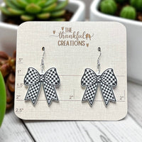 Handmade Checkered Bow Earrings
