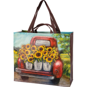 Sunflower Truck Shopping Tote