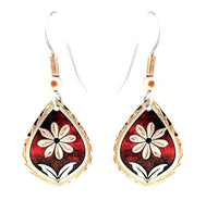 F 04  Red floral design earrings