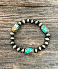 711607, Handmade Navajo Gemstone Stretch Bracelet