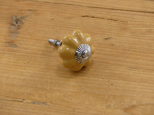 CERAMIC YELLOW PUMPKIN DRAWER KNOB / PULL