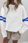 LDC Varsity Striped Spring Detail Drop Shoulder Sweatshirt