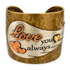Love You Always Heart Wing Metal Cuff