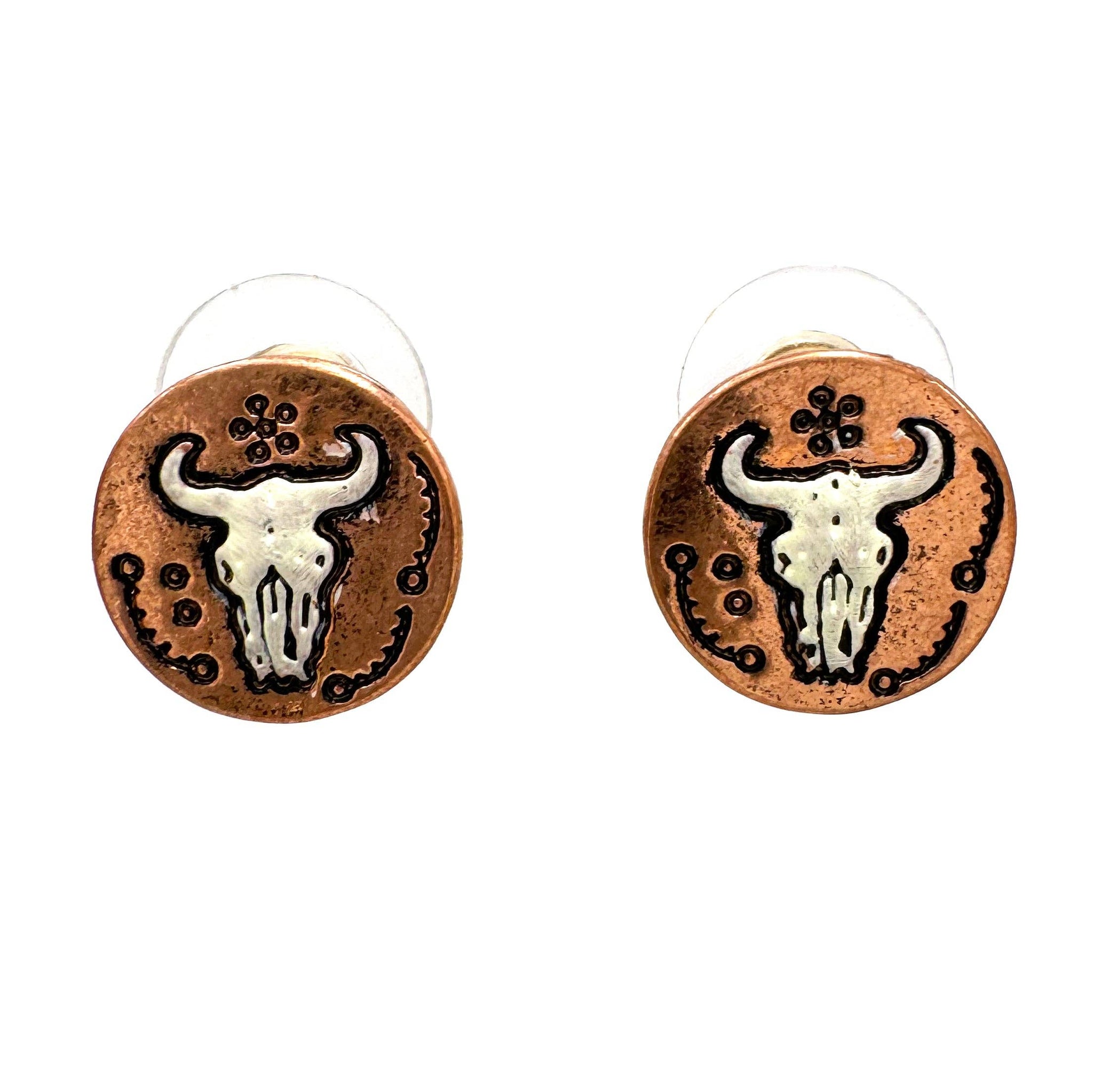 Longhorn Round Stud Earrings Dogie