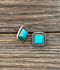 726454, 8mm Square Stone Stud Earrings