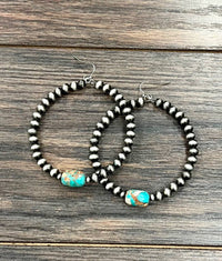 726230, Handmade Navajo Gemstone Hoop Earrings