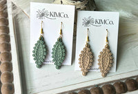 Polymer Clay Earrings - Everyday - Boho rustic leaf drop
