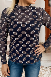 Game Day Rugby Mesh Sheer Long Sleeve Top