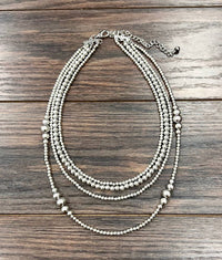 739452, Silver Navajo Bead Necklace