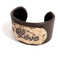 Love Engraved Leather Cuff Bracelet