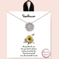 Sunflower pave cubic zirconia necklace