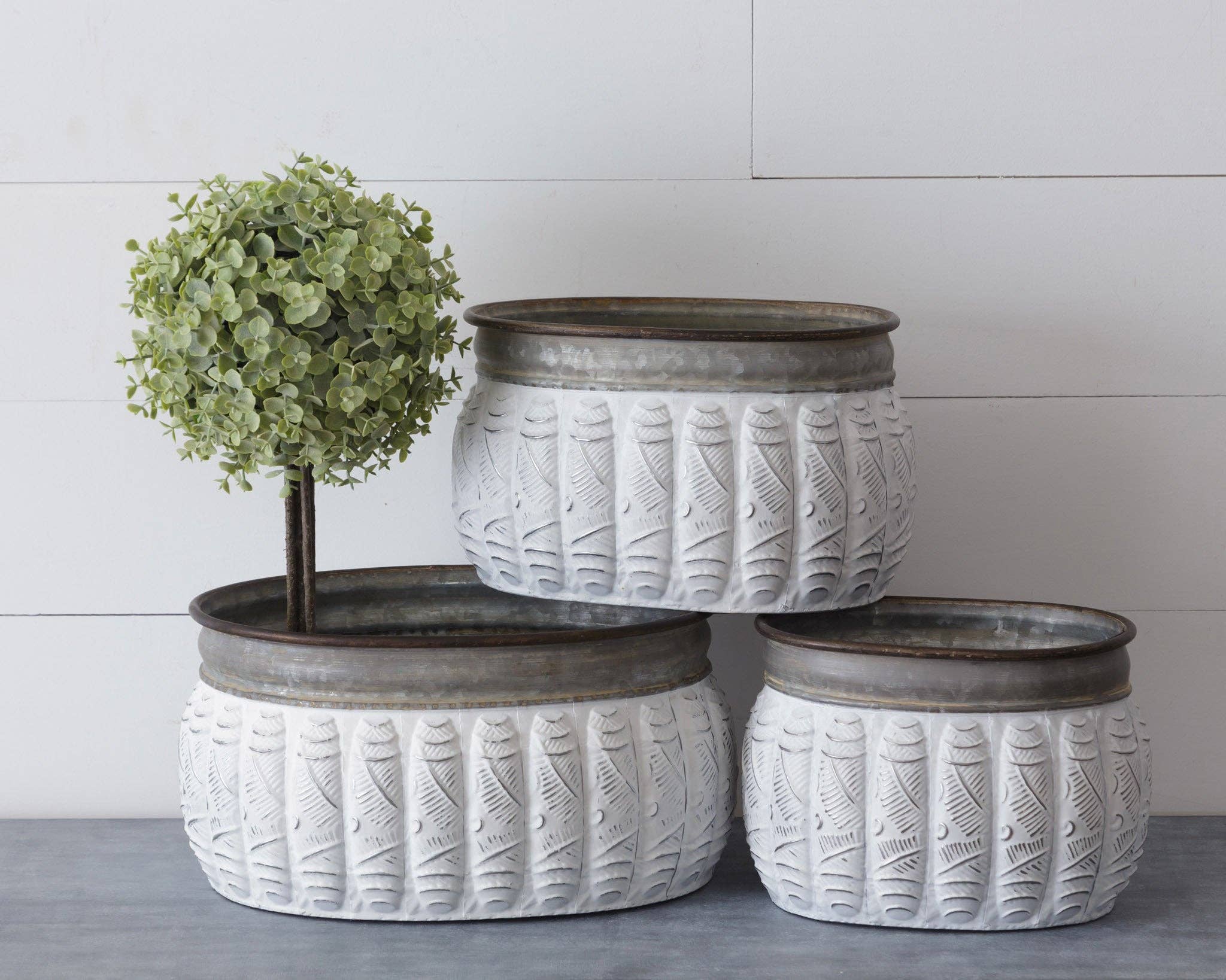 Planters - Embossed Two-Toned Oval Tins