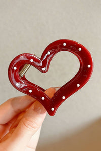 Polka Dot Plastic Heart Hair Claw Clip