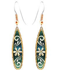 F 39 Dainty teardrop green flower earrings