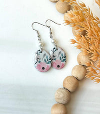 Polymer Clay Earrings - Pink Flower