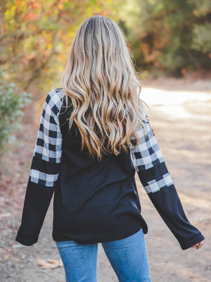 Patterned Colorblock Raglan Top