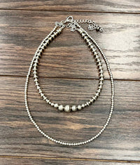 739403, Handmade Silver Navajo Bead Necklace
