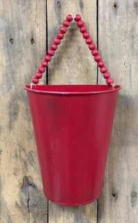 Red Distressed Metal Beaded Wall Hanger