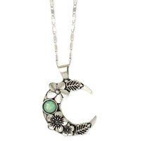 Boho Nights Silver Moon Turquoise Floral Necklace