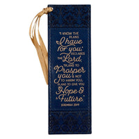 Bookmark Faux Leather Navy I Know the Plans Jer. 29:11.  BMF154