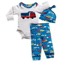 Boys 3 pc Baby Shower Gift  Layette Onesie Cars & Trucks PJS