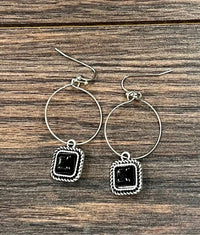 726467, 8mm Square Stone, 25mm Hoop Earrings
