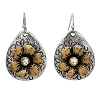 Teardrop Gold Flower Metal Earrings