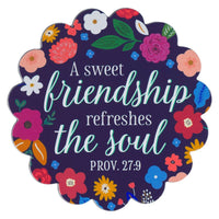 Magnet Blue Floral Sweet Friendship Prov. 27:9.  MG190