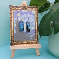 Starry Night Print Silver Bar Fine Art Earrings