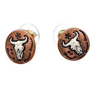 Longhorn Round Stud Earrings Dogie