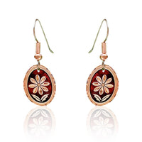 F 18 Red daisy flower oval shape earrings