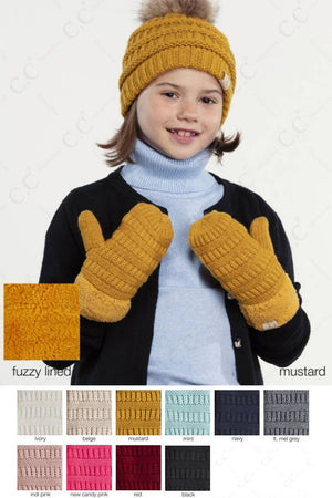 C.C Kids solid Knitted mitten: Beige