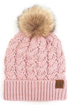 C.C Ribbed Knit Beanie With Pom