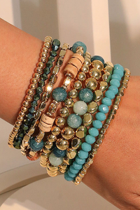 LDC Boho Beaded Multi Layer Elastic Bracelet Set