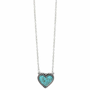 Southwest Love Turquoise Silver Heart Necklace