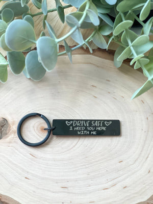 Drive Safe Black Keychain