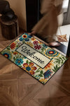 Floral Welcome Pattern Absorbent Entrance Mat 24"×36"