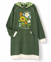 Oversized Hooded Sweatshirt with Pocket -Wild Flower