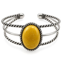 Yellow Oval Stone Western Cuff Bracelet